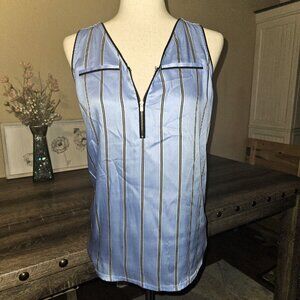 Chic Blue Sleeveless Top with Stripes